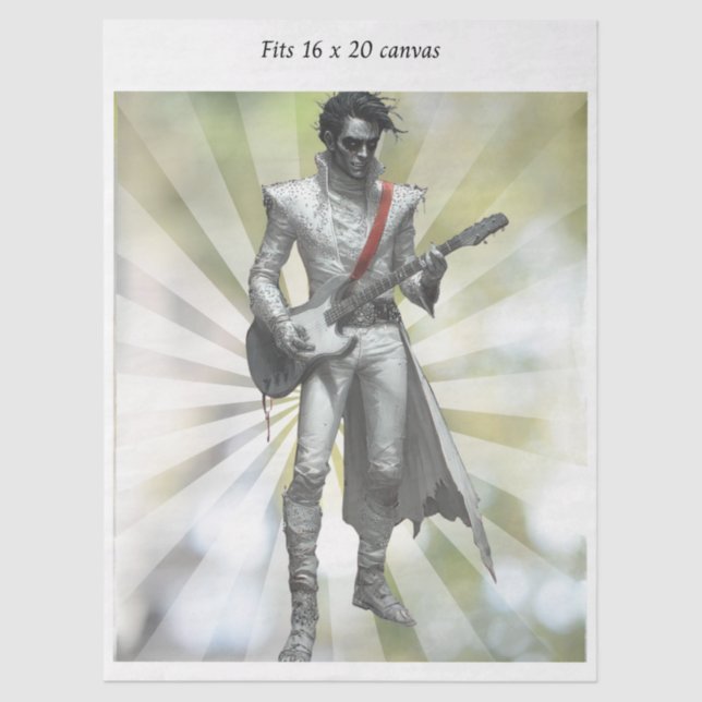 Decoupage Rock N Roll Star Retro 16x20 Canvas Tissue Paper (Front)