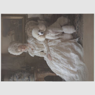 Decoupage Rococo Style Lady & Standard Poodle Tissue Paper