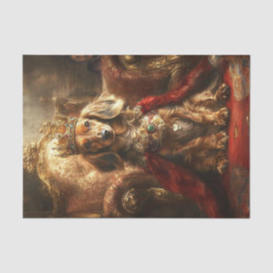 Decoupage Royal Crown Dachshund Gold Throne Tissue Paper