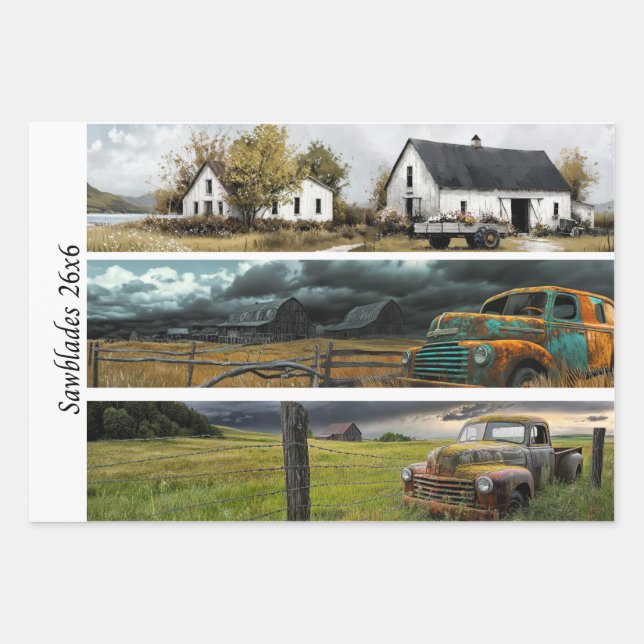 Decoupage Rustic Farm Style 26x6 for Handsaws Wrapping Paper Sheet (Front 2)