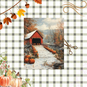 Decoupage Rustic Red Barn Fall Pumpkin Season  Tissue Paper