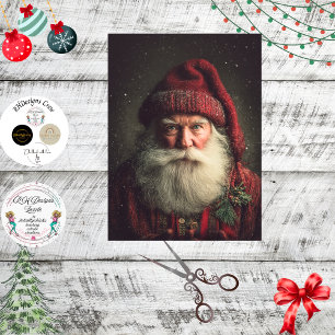 Decoupage Rustic Santa Claus Holiday Artwork  Tissue Paper