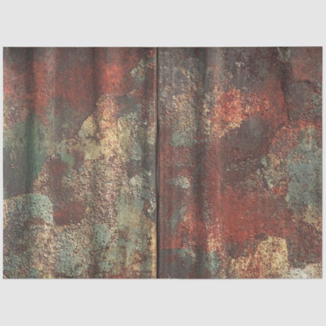 Decoupage Rusty Tin Weathered Metal  Tissue Paper (Front)