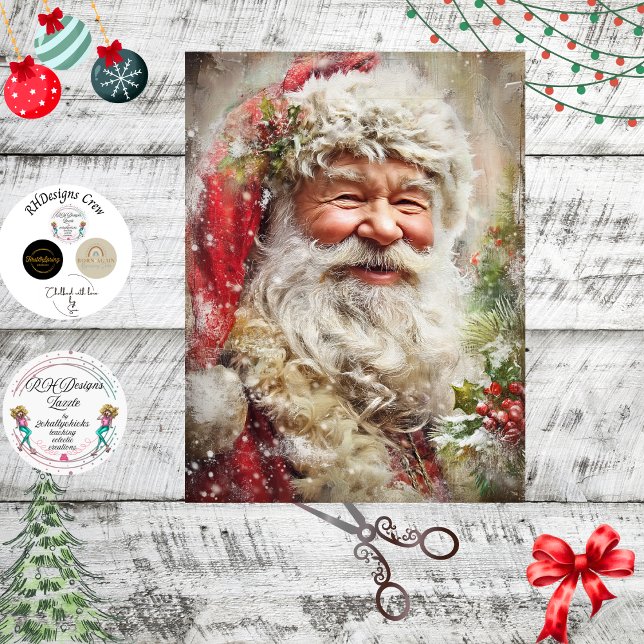 Decoupage Santa Claus Holly Red Coat Tissue Paper (Creator Uploaded)