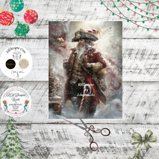 Decoupage Santa Claus Steampunk Pirate  Tissue Paper
