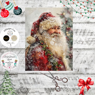Decoupage Santa Claus Winter Portrait  Tissue Paper