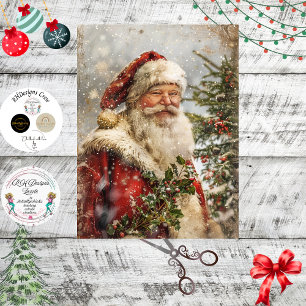 Decoupage Santa Clause Festive Red Coat Artwork Tissue Paper
