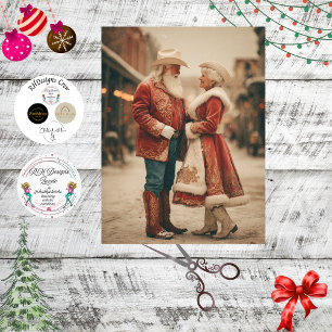 Decoupage Santa & Mrs. Claus Dancing in Street Tissue Paper