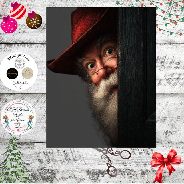 Decoupage Santa Secret Check Peeking Art Tissue Paper (Creator Uploaded)