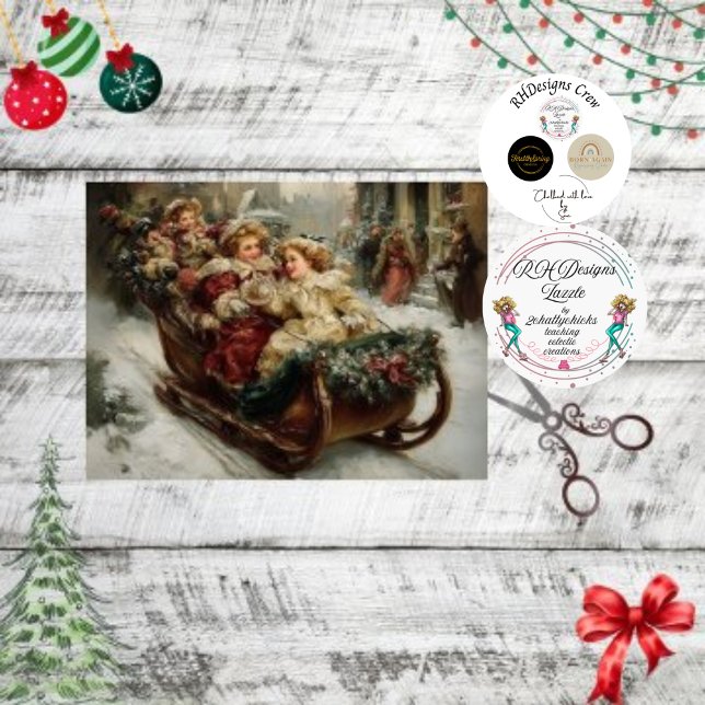 Decoupage Santa Winter Sleigh Ride Scene Tissue Paper (Creator Uploaded)