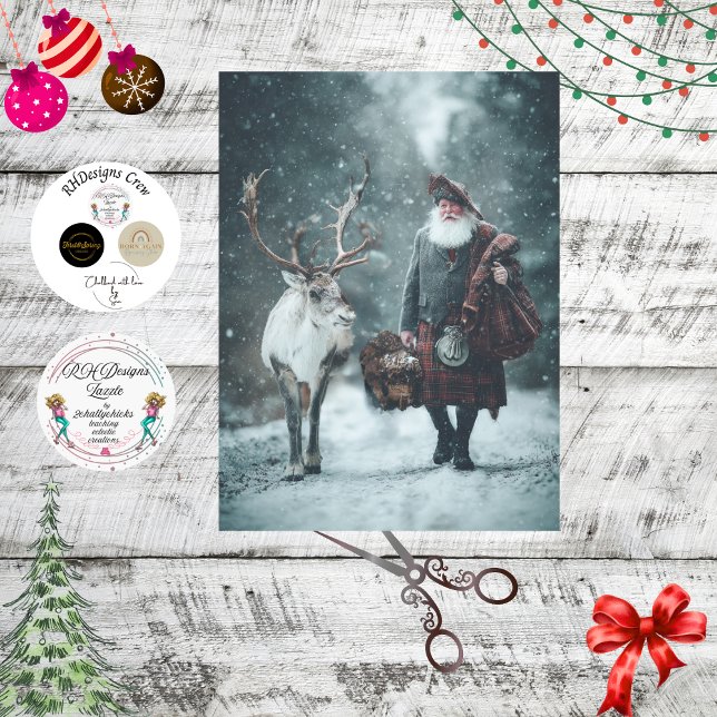 Decoupage Scottish Santa Claus in Kilt  Tissue Paper (Creator Uploaded)