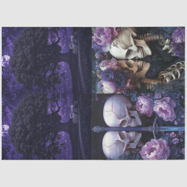 Decoupage Scrapbooking Gothic Purple Hue Designs Tissue Paper (Front)
