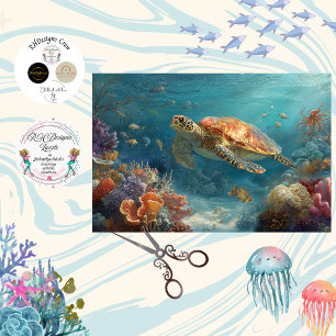 Decoupage Sea Turtle Coral Reef Wall Art Tissue Paper