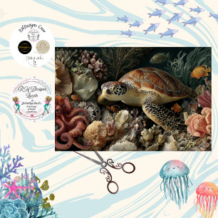 Decoupage Sea Turtle Octopus Coral Art  Tissue Paper