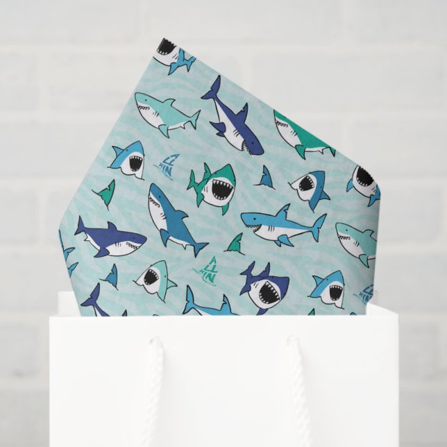 Decoupage Sharks Blue Ocean Sea Tissue Paper (Gift Bag)
