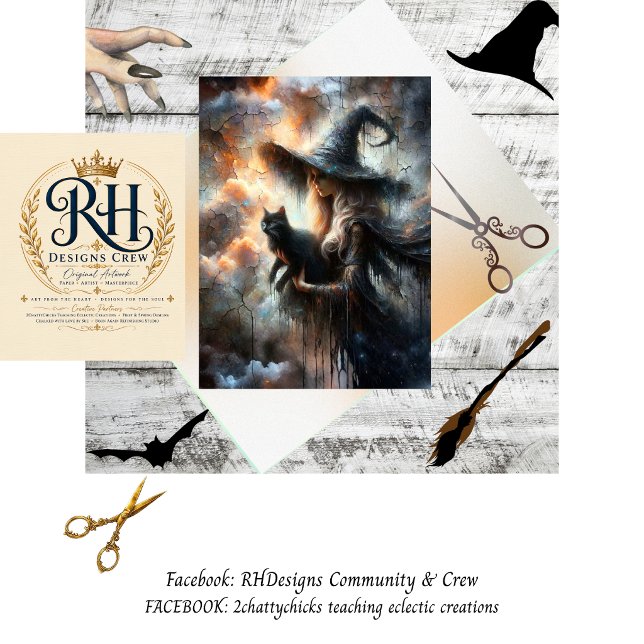 Decoupage Silver Haired Witch Glowing Artwork  Tissue Paper (Creator Uploaded)