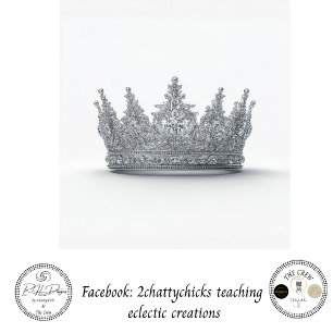 Decoupage Silver Ornate Crown Diamonds  Tissue Paper