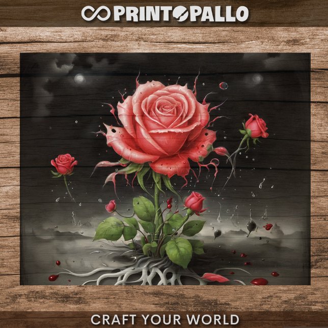 Decoupage - Single pale red rose -  Tissue Paper (Creator Uploaded)