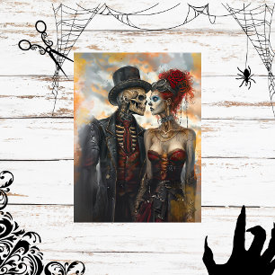 Decoupage Skeleton Couple Steampunk Scrapbook Pape