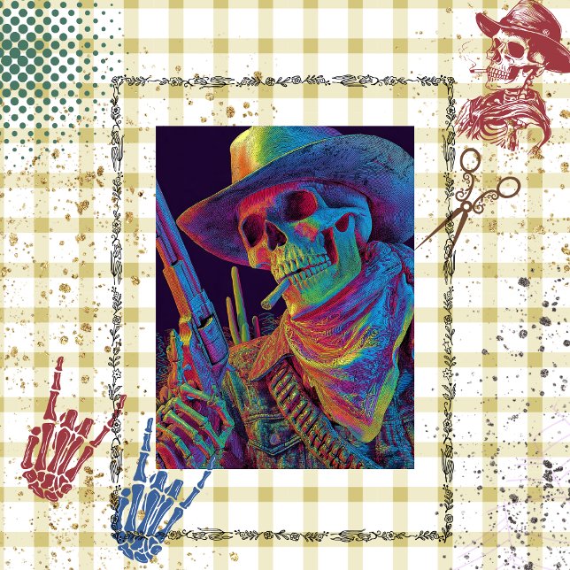 Decoupage Skeleton Gunslinger Autumn Colours Tissue Paper (Creator Uploaded)