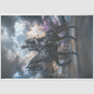 Decoupage Skeleton Knight Silver Horse Tissue Paper