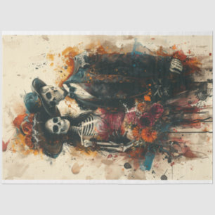 Decoupage Skeleton Party Couple Tissue Paper