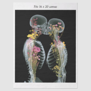 Decoupage Skeletons Kissing Fits 16x20 Canvas Tissue Paper