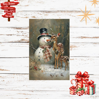 Decoupage Snowman & Reindeer Snowy Woodlands Tissue Paper