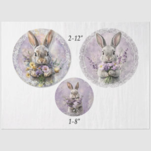 Decoupage Spring Lavender Rabbit Easter 12" Rounds Tissue Paper