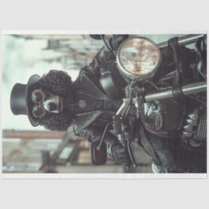 Decoupage Steampunk Black Standard Poodle Biker Tissue Paper