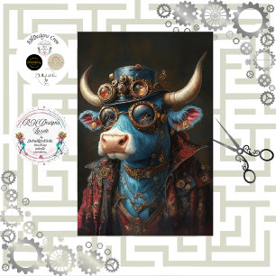Decoupage Steampunk Bull Sir Brasshoof Tissue Paper