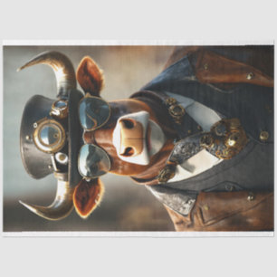 Decoupage Steampunk Bull Sir Bullington Gearhoof  Tissue Paper