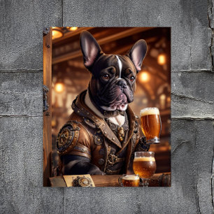 Decoupage - Steampunk bulldog and beer -  Tissue Paper