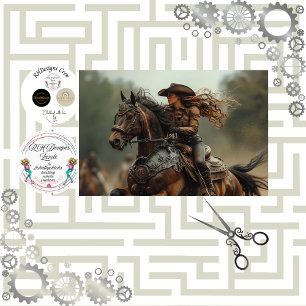 Decoupage Steampunk Cowgirl Rodeo Rider Tissue Paper
