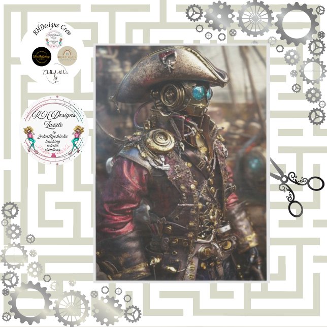 Decoupage Steampunk Cyborg Pirate Tissue Paper (Creator Uploaded)