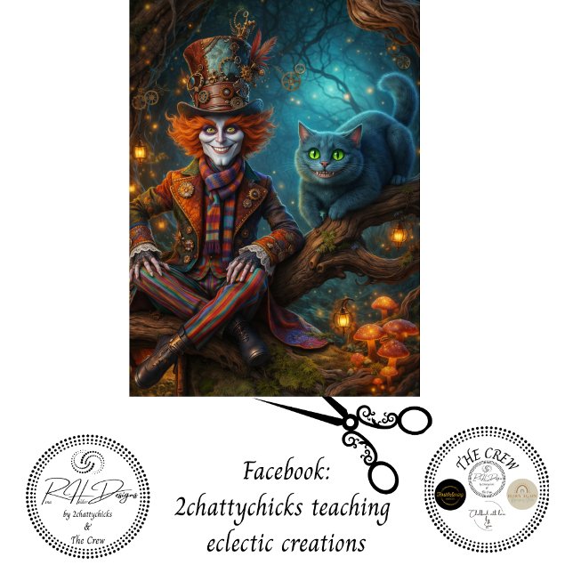 Decoupage Steampunk Forest Trickster Magical Cat Tissue Paper (Creator Uploaded)
