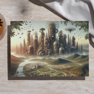 Decoupage Steampunk Garden City Fantasy City Tissue Paper