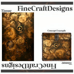 Decoupage Steampunk Gears And Wheels Faux Ink 036 Tissue Paper