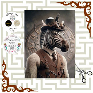 Decoupage Steampunk Gentleman Zebra Regalia Tissue Paper