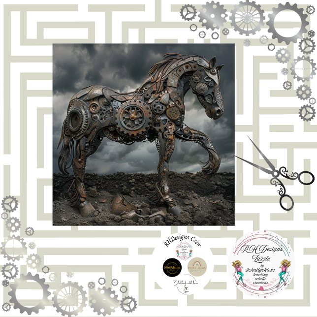 Decoupage Steampunk Horse Ironhoof  Tissue Paper (Creator Uploaded)