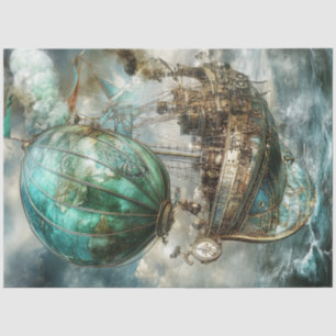 Decoupage Steampunk Hot Air Balloon & Globe Tissue Paper