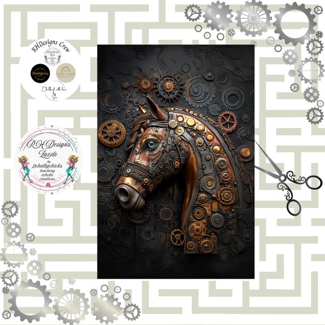 Decoupage Steampunk Iron Horse  Tissue Paper (Creator Uploaded)