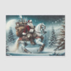 Decoupage Steampunk Santa Riding White Horse