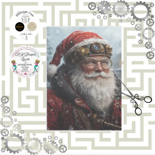 Decoupage Steampunk Santa Winter Weather Tissue Paper