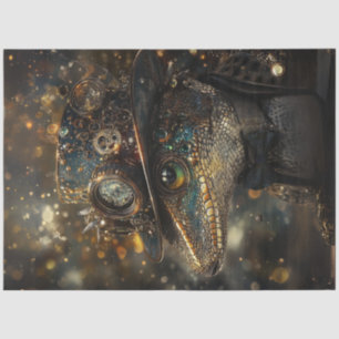 Decoupage Steampunk Sport Lizard Gold Green Tissue Paper