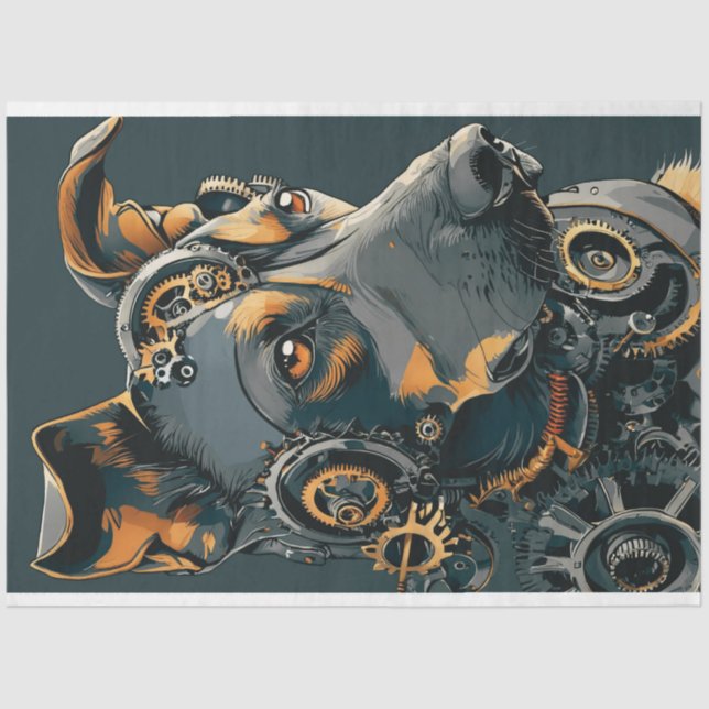 Decoupage Steampunk Steal Dog Tissue Paper (Front)