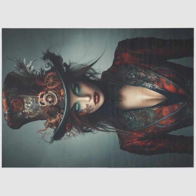 Decoupage Steampunk Victorian Beautiful Woman  Tissue Paper (Front)