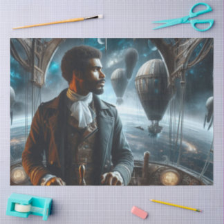 Decoupage Steampunk Victorian Space Air Captain Tissue Paper