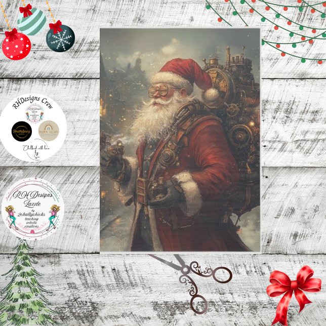 Decoupage Steampunk Vintage Santa Claus Tissue Paper (Creator Uploaded)