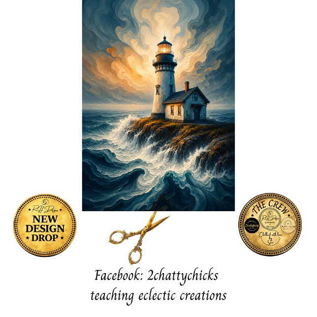 Decoupage Stormy Lighthouse Coastal Art Tissue Paper (Creator Uploaded)